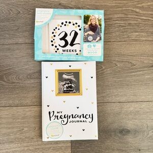 Pearhead Pregnancy Journal and Milestone Belly Stickers - White and Gold